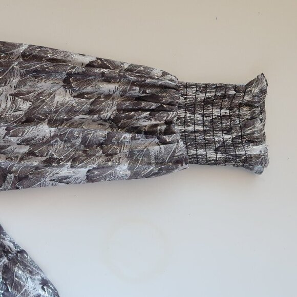 White House Silver Metallic Long Sleeve Petite Smocked Blouson Mini Dress XXS - Picture 11 of 14